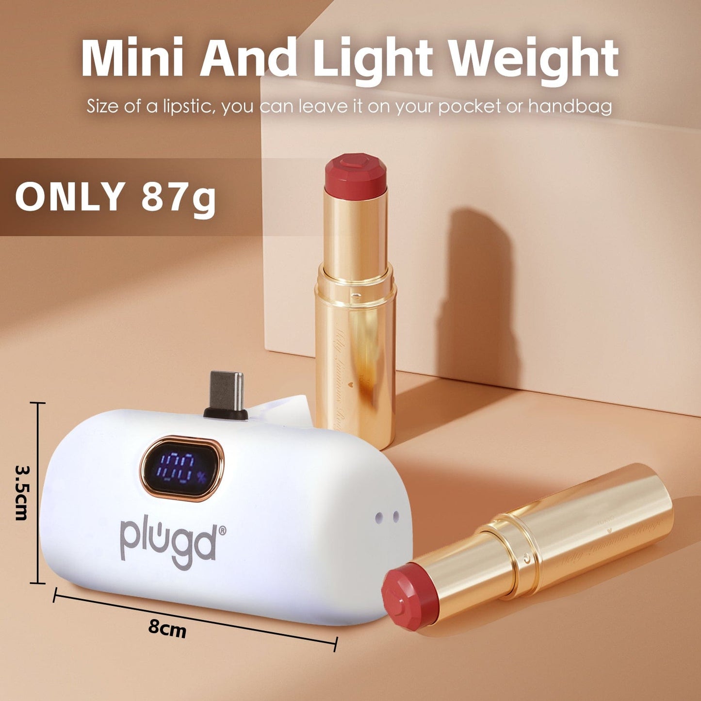 plugd power bank 5000mAh 18.5W Mini USB-C Fast Charge Power Bank