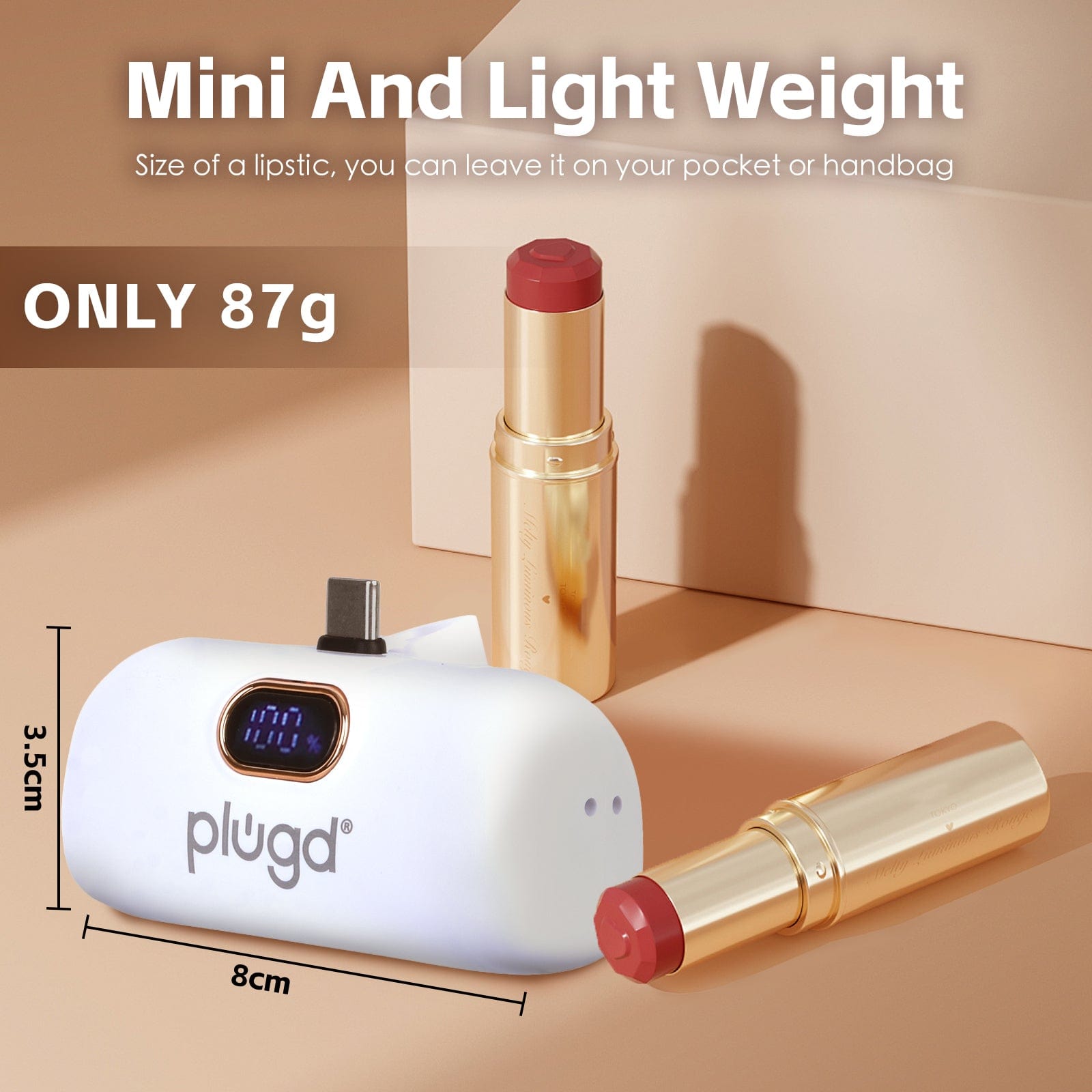 plugd power bank 5000mAh 18.5W Mini USB-C Fast Charge Power Bank