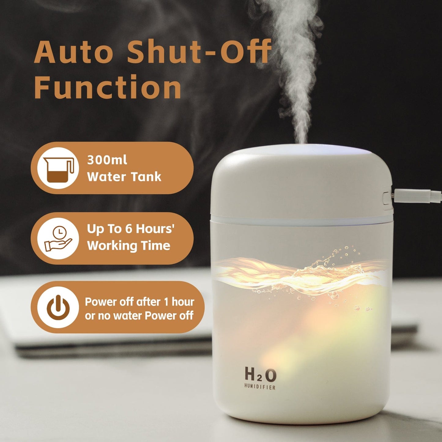 Living Today Humidifiers Living Today Mini LED Ultrasonic Humidifier 300ML