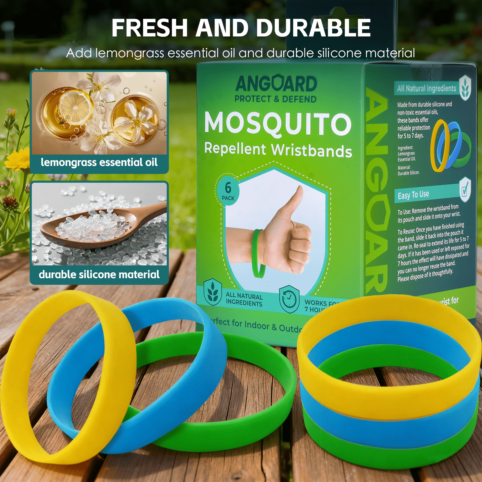 Angoard 6 Pcs Mosquito Repellent Wristbands