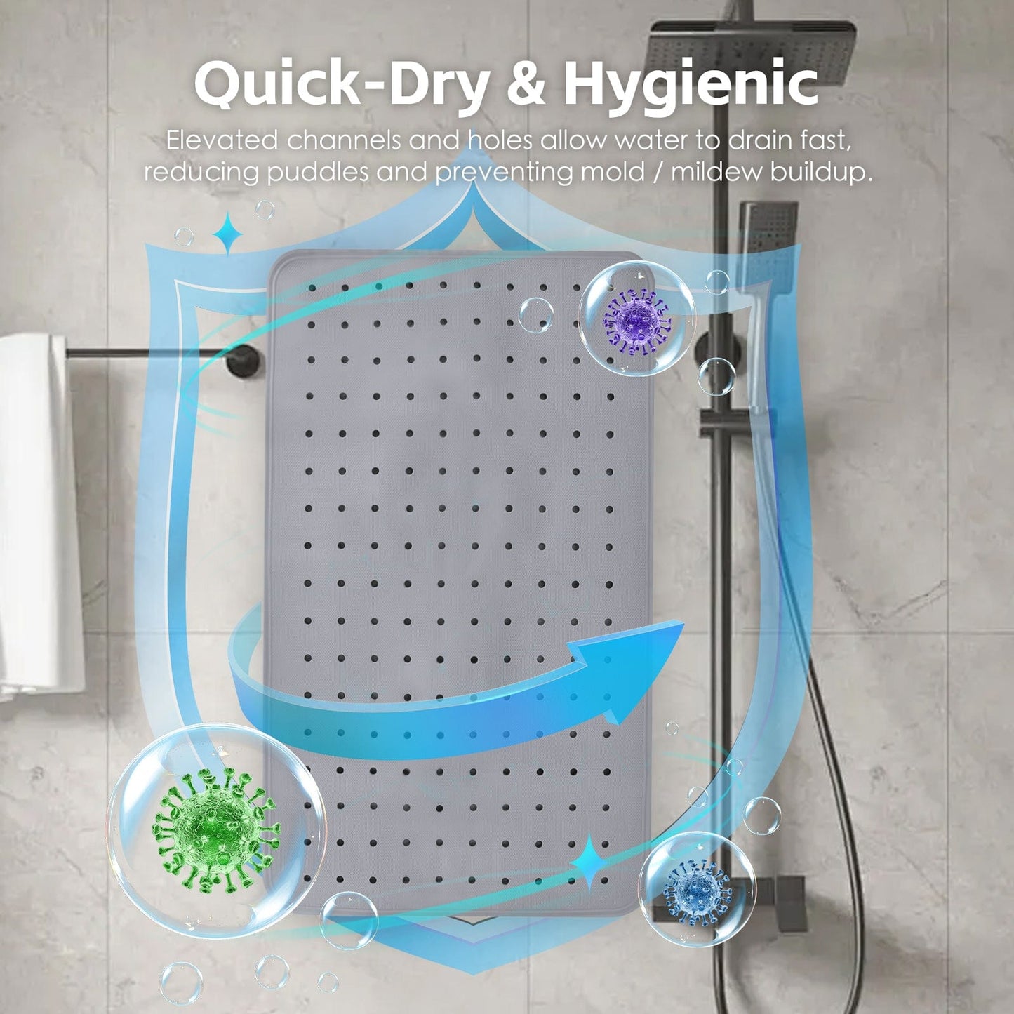 Living Today 2Pcs Anti-slip Grip Shower Mat 70x40 cm