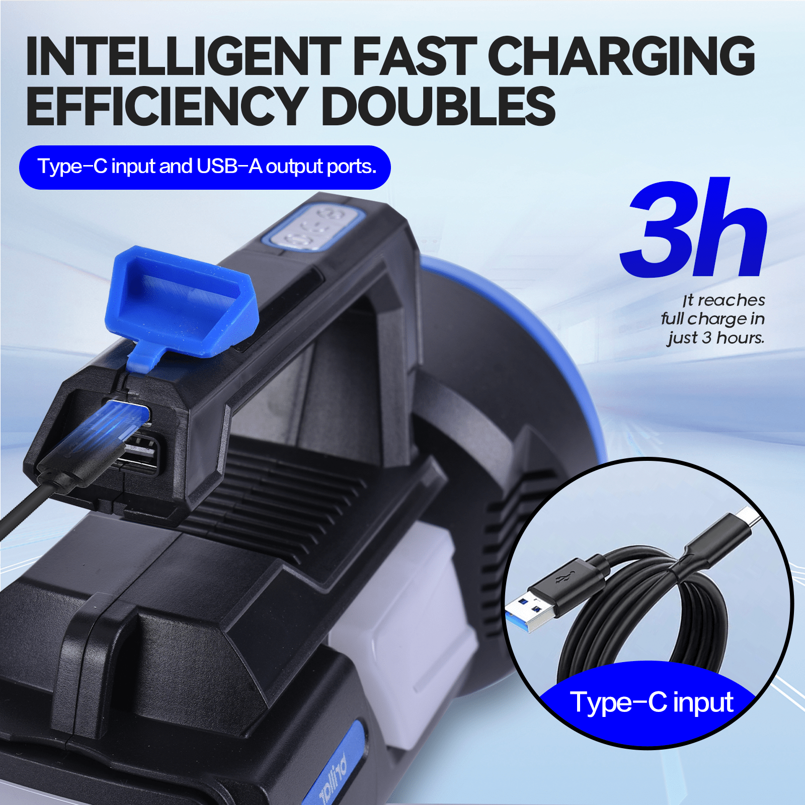 Brillar spotlight torch Brillar 300 Lumen USB Rechargeable Multifunction LED Searchlight