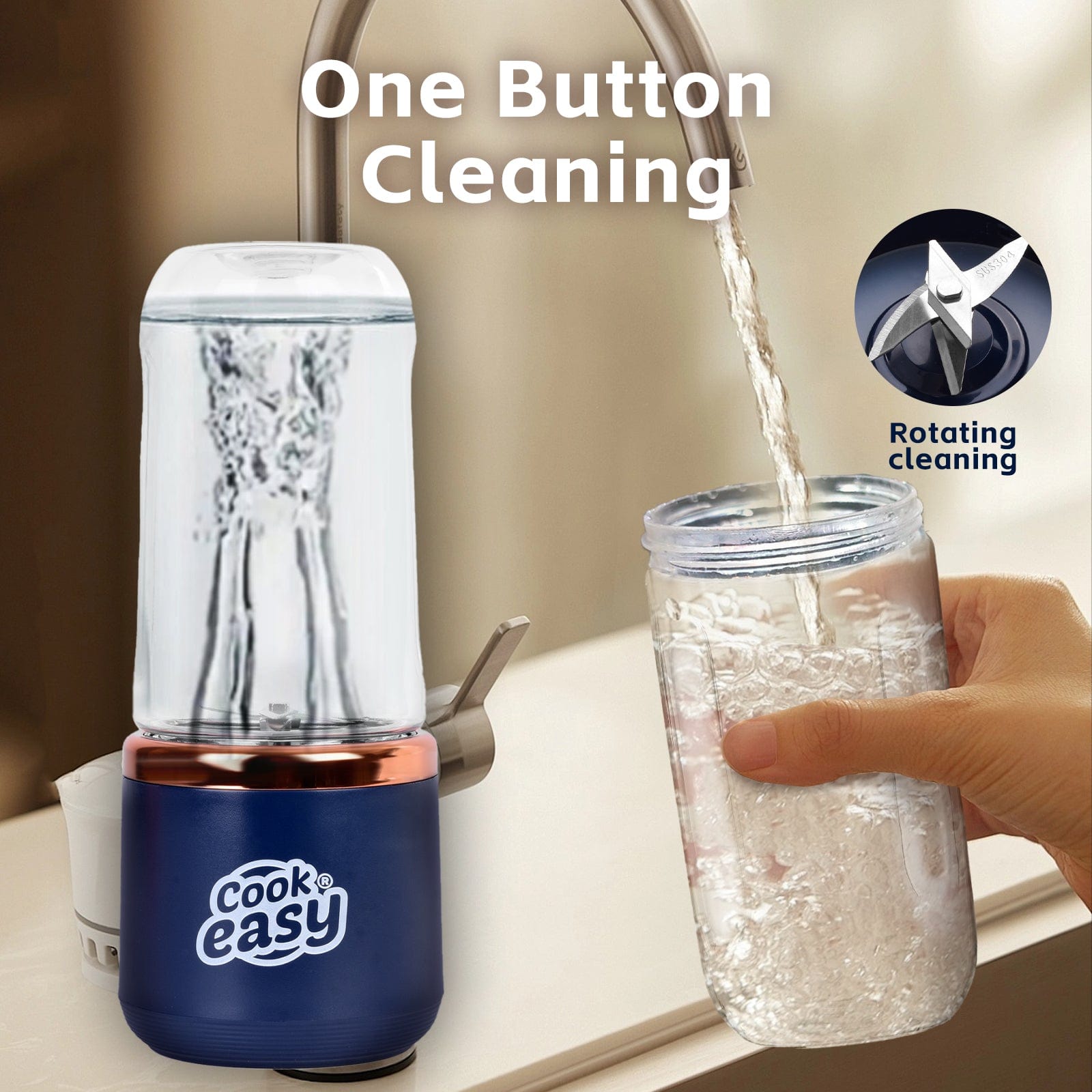 COOK EASY juicer 400ml USB-C Rechargeable Portable Juicer with Travel Lid