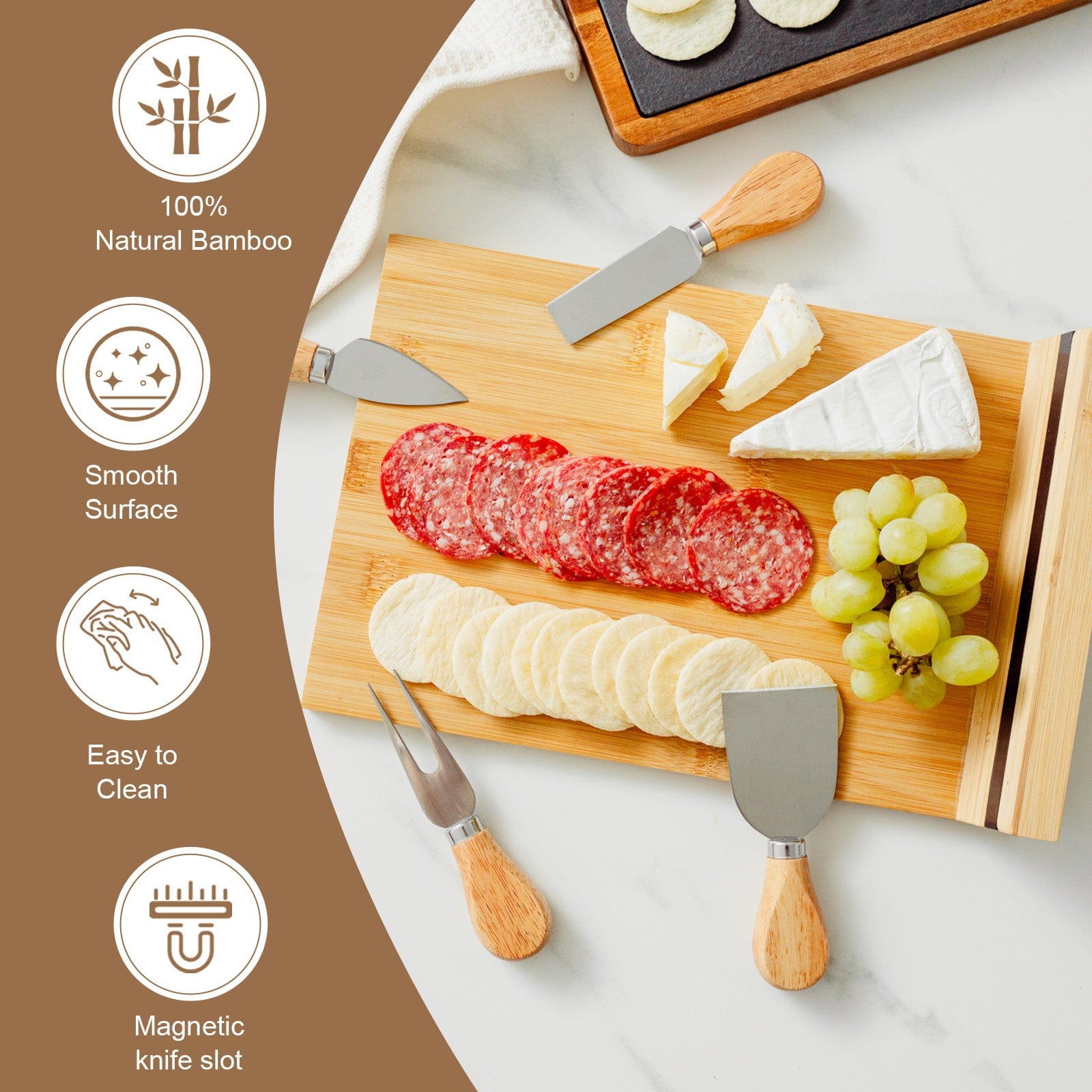 Living Today Bamboo Bamboo Cheese Board and Knife Set