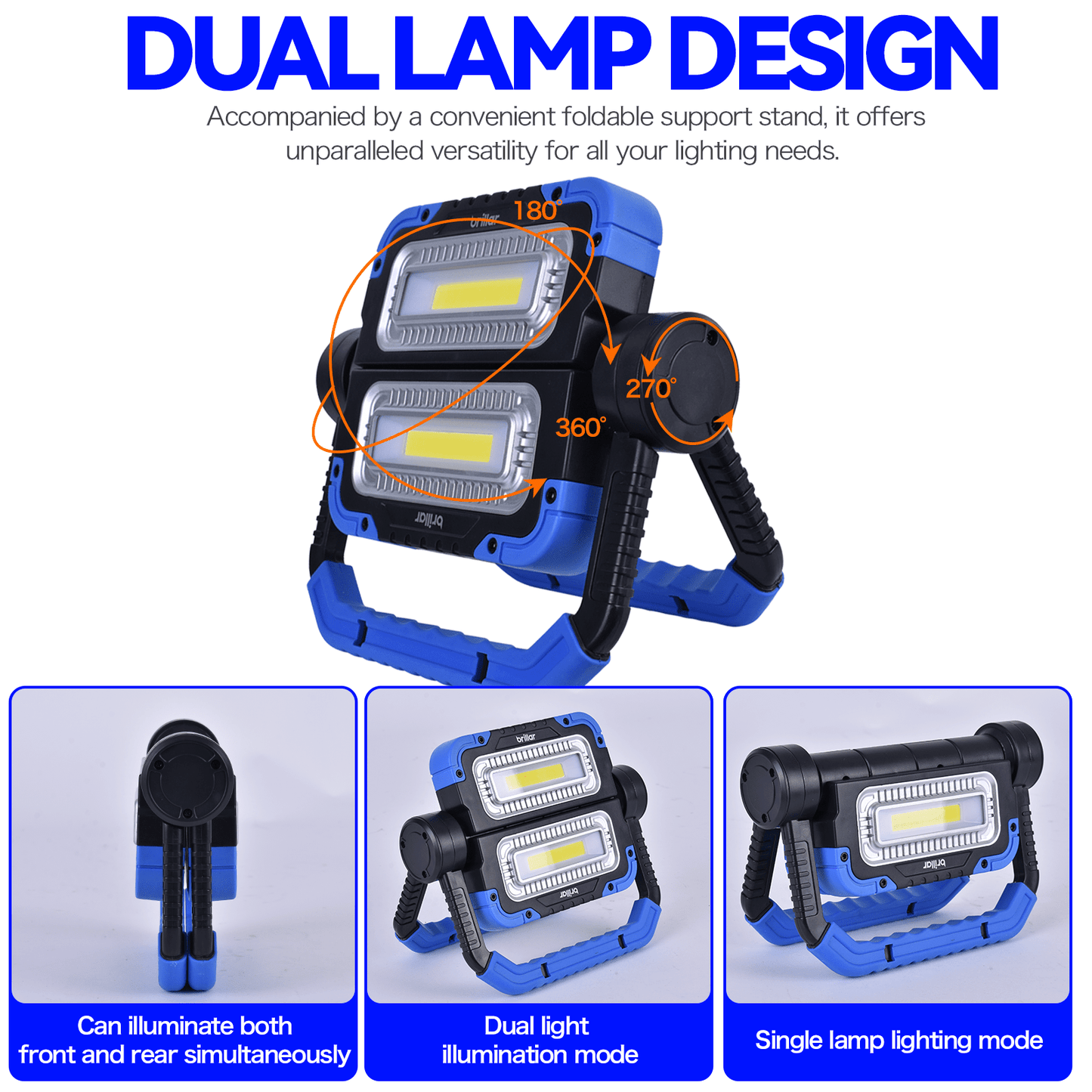 Brillar spotlight torch Brillar 600 Lumen Versatile 360¬âˆ?Rotating COB LED Work Lamp