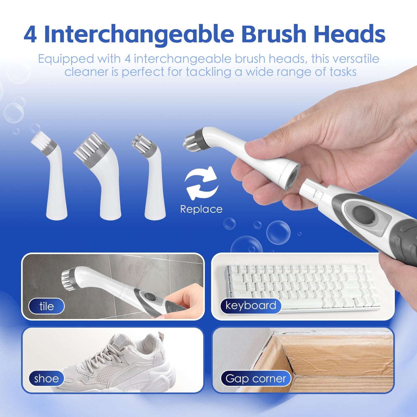 Living Today Battery Operated Scrubber Brush with 4 Interchangeable Heads
