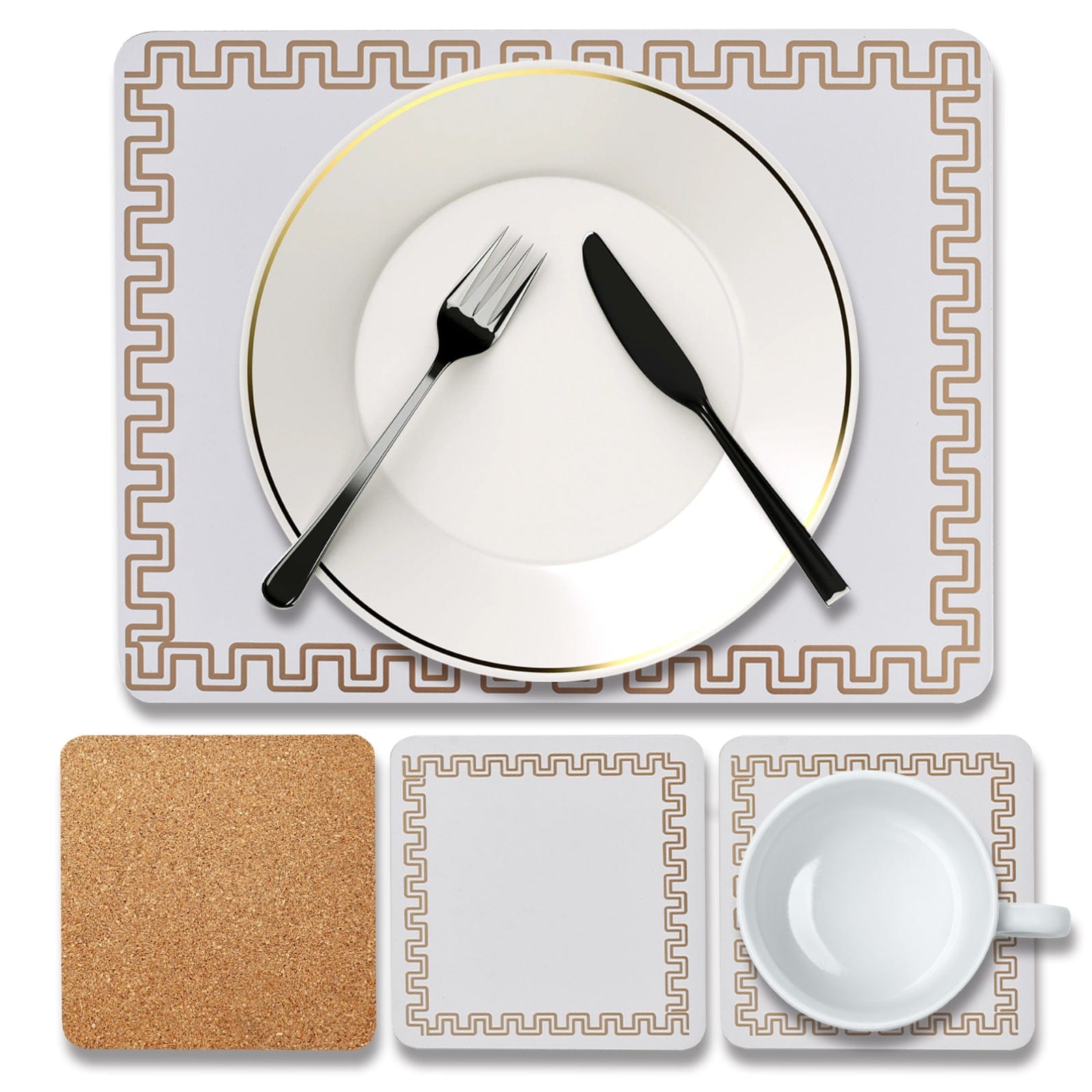 Clevinger dining coster Clevinger Set of 4 MDF Coasters Gold Border