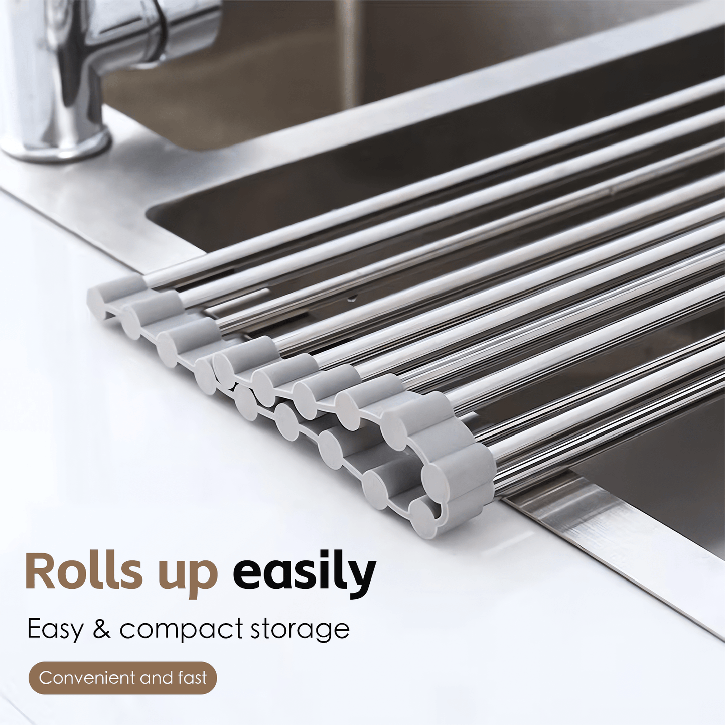 Living Today kitchen organiser Silver Over Sink Draining Rack with Anti-Slip Grips