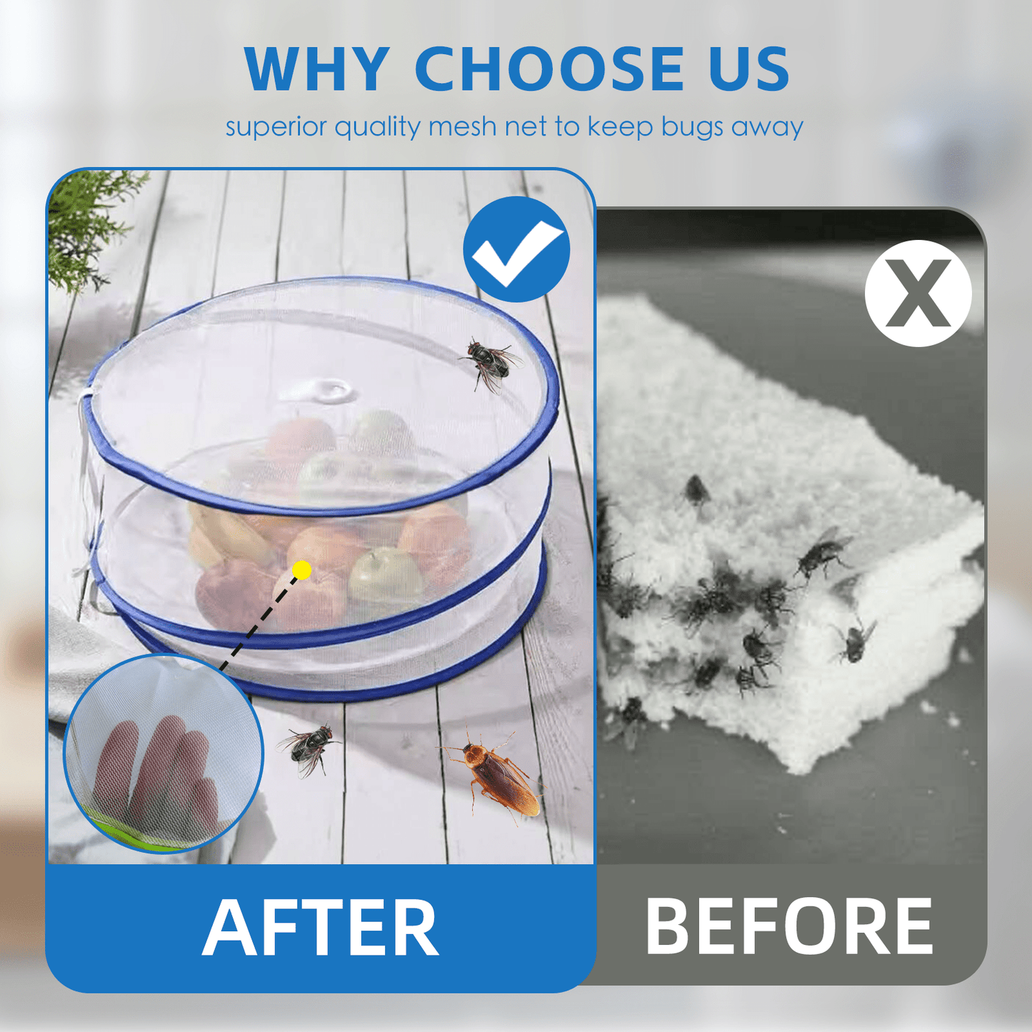 Living Today Kitchen 3 Pcs Pop Up Food Covers, Mesh Fly Protection, Picnic Cover