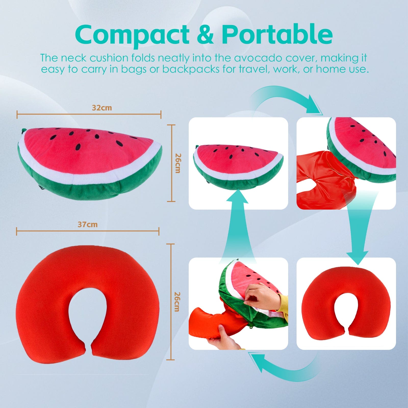 Lazy Dayz Two-Way Reversible Microfibre Travel Pillow-Watermelon