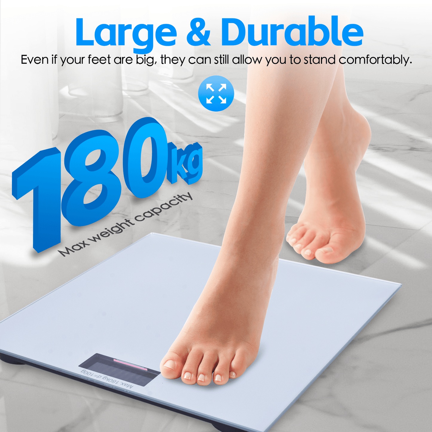 Clevinger weight scale Clevinger Silver Digital Glass Bathroom Scale Max Capacity 180KG