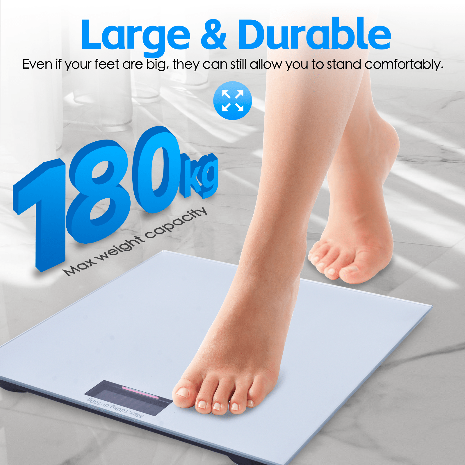 Clevinger weight scale Clevinger Silver Digital Glass Bathroom Scale Max Capacity 180KG