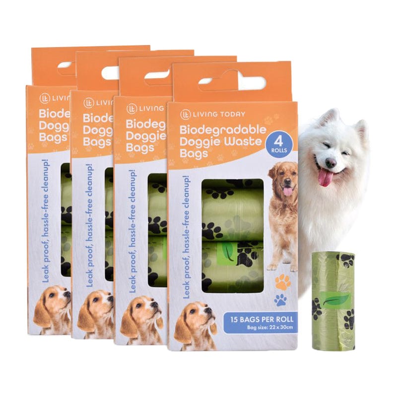 LIVINGTODAY dog poop dispenser and bags LIVINGTODAY 240 Biodegradable Unscented Pet Dog Poop Waste Bags