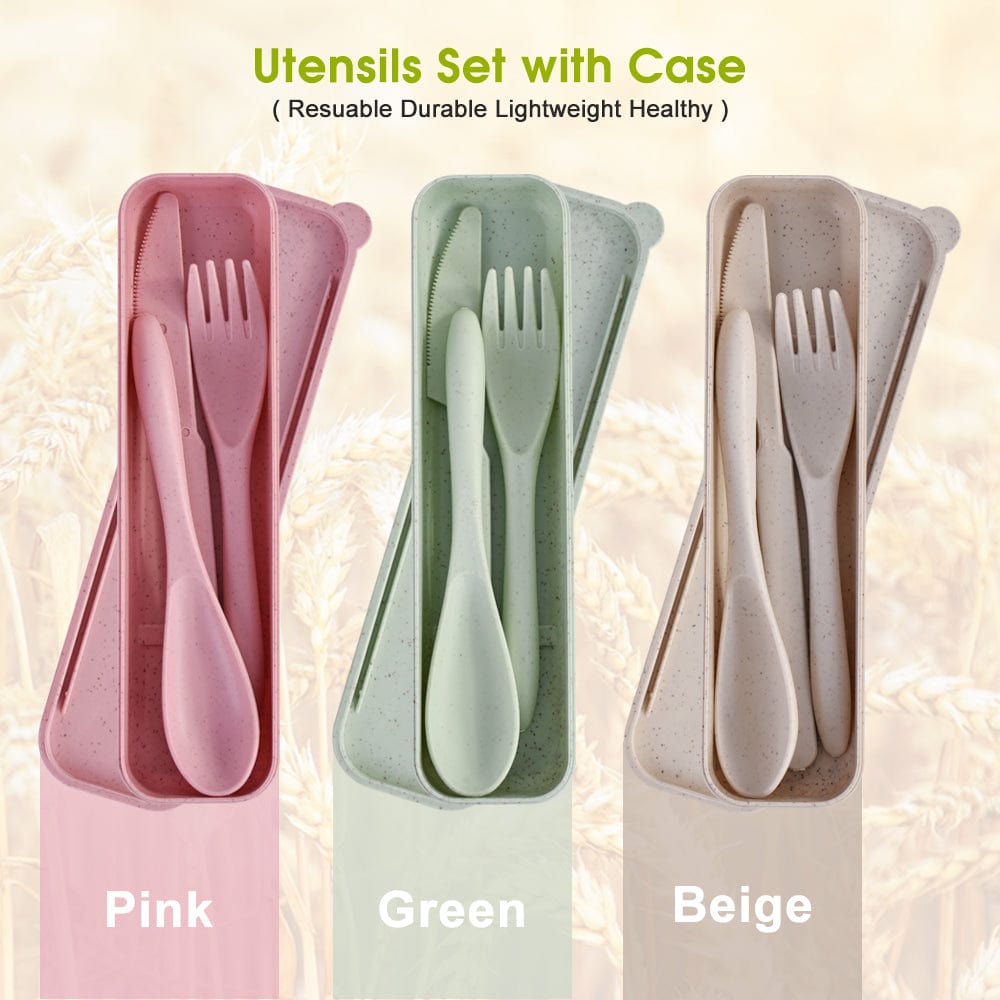 Living Today cutlery set Clevinger Reusable Wheat Straw Fibre Cutlery Set with Case - Beige