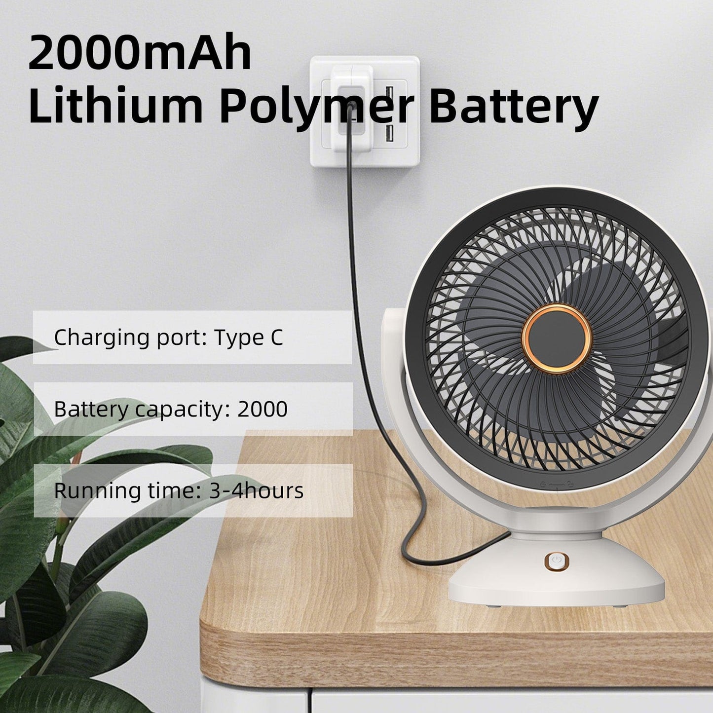Livingtoday Fans 2000mAh RECHARGEABLE FAN
