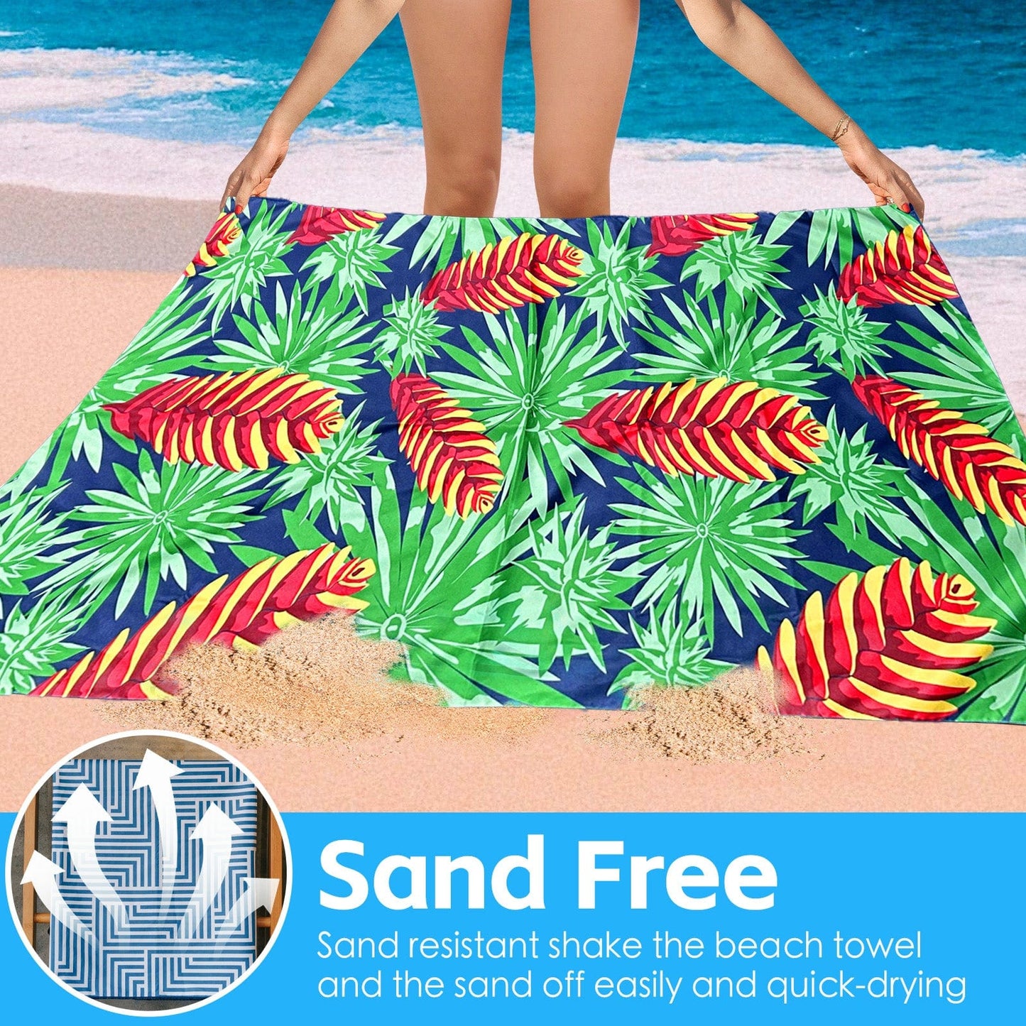 Lazy Dayz Beach and Summer Lazy Dayz Quick Drying Sand Free Beach Towel - Makena