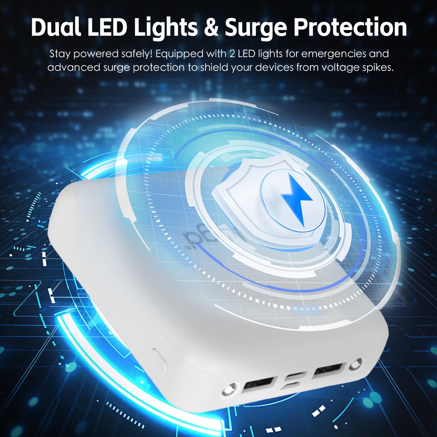 plugd power bank 5000mAh Fast Charge Power Bank with 4 Built-in Cables and LED Lights