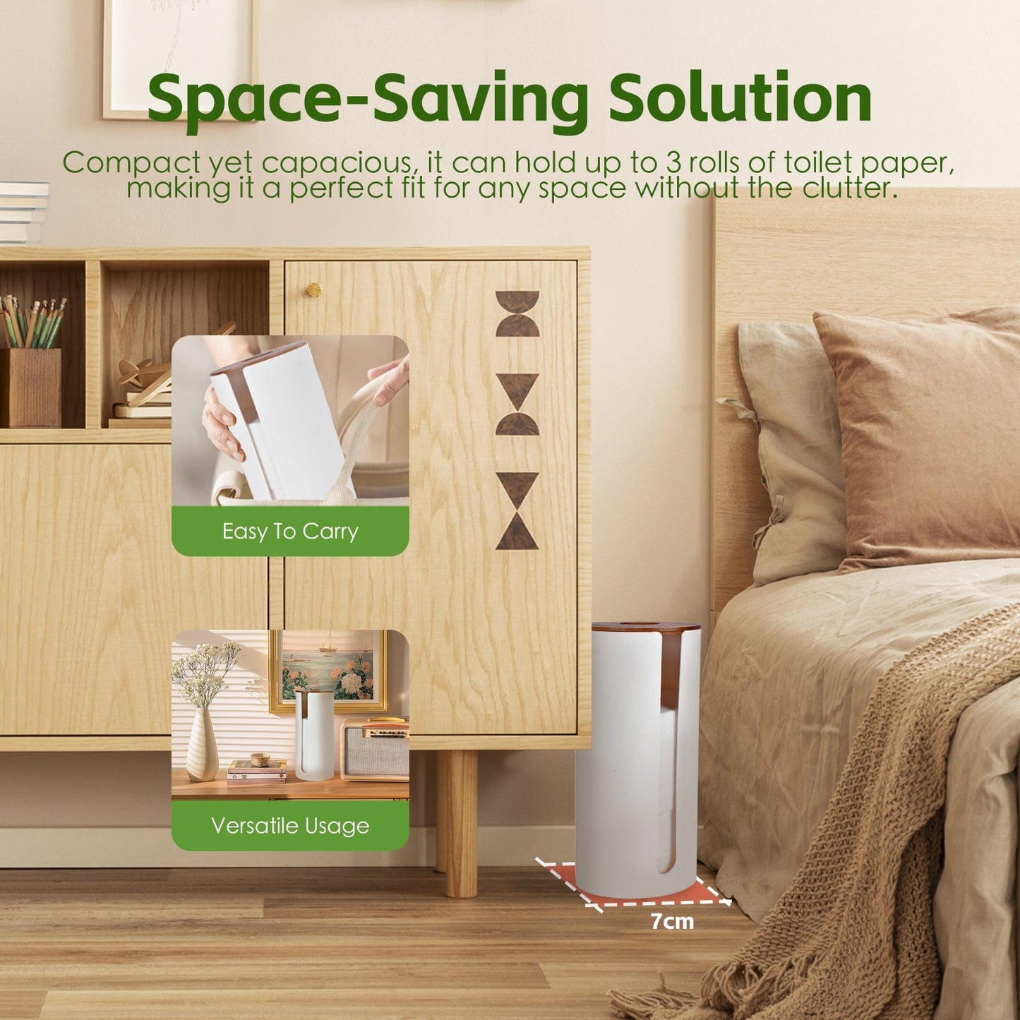 Clevinger bathroom accessories 2Pcs Bamboo Lid Toilet Roll Storage Holder