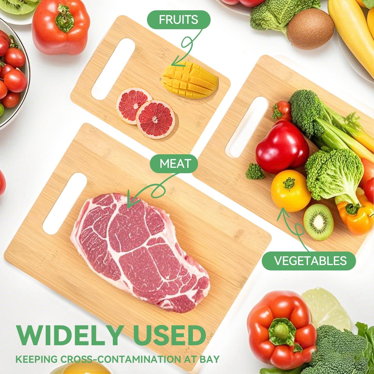 Living Today Kitchen 3 Pcs Bamboo Cheese Cutting & Serving Chopping Board Set