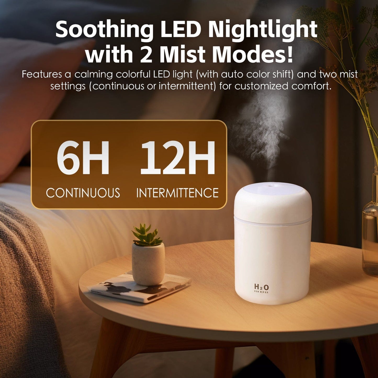 Living Today Humidifiers Living Today Mini LED Ultrasonic Humidifier 300ML