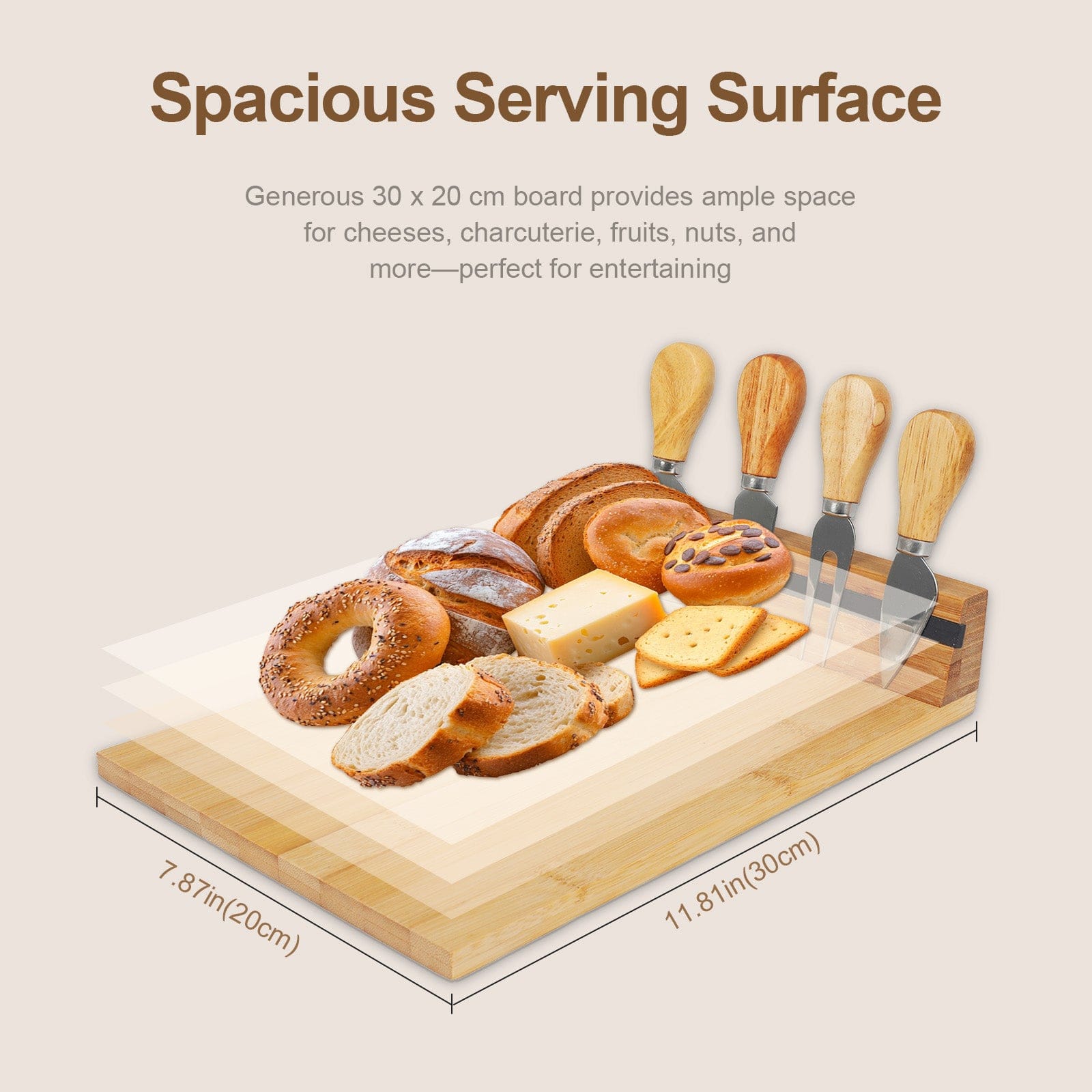 Living Today Bamboo Bamboo Cheese Board and Knife Set