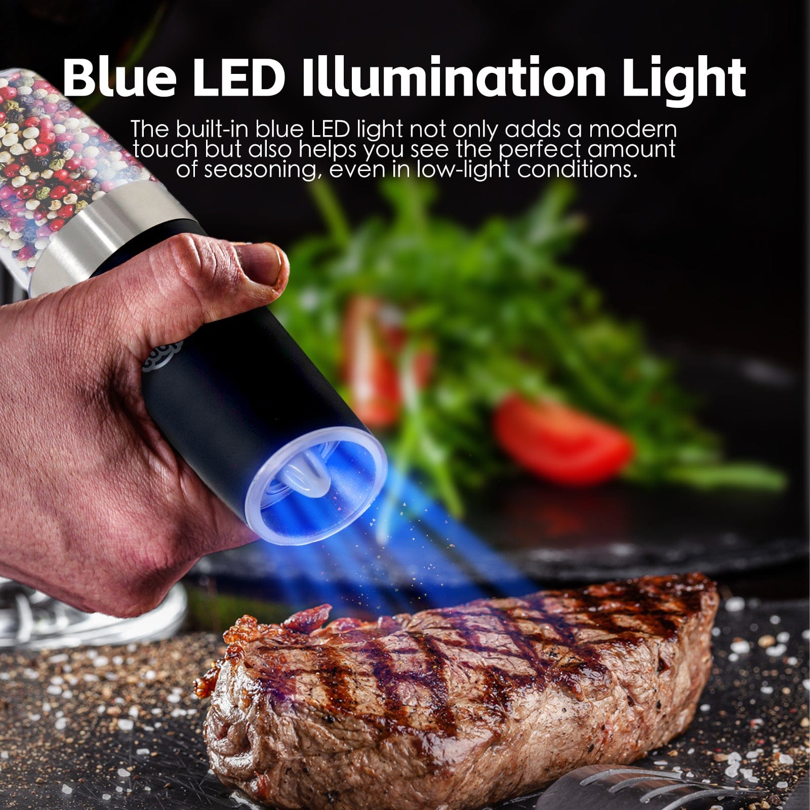 COOK EASY salt grinder 2 pk Gravity Sensor Electric Salt and Pepper Spice Grinder