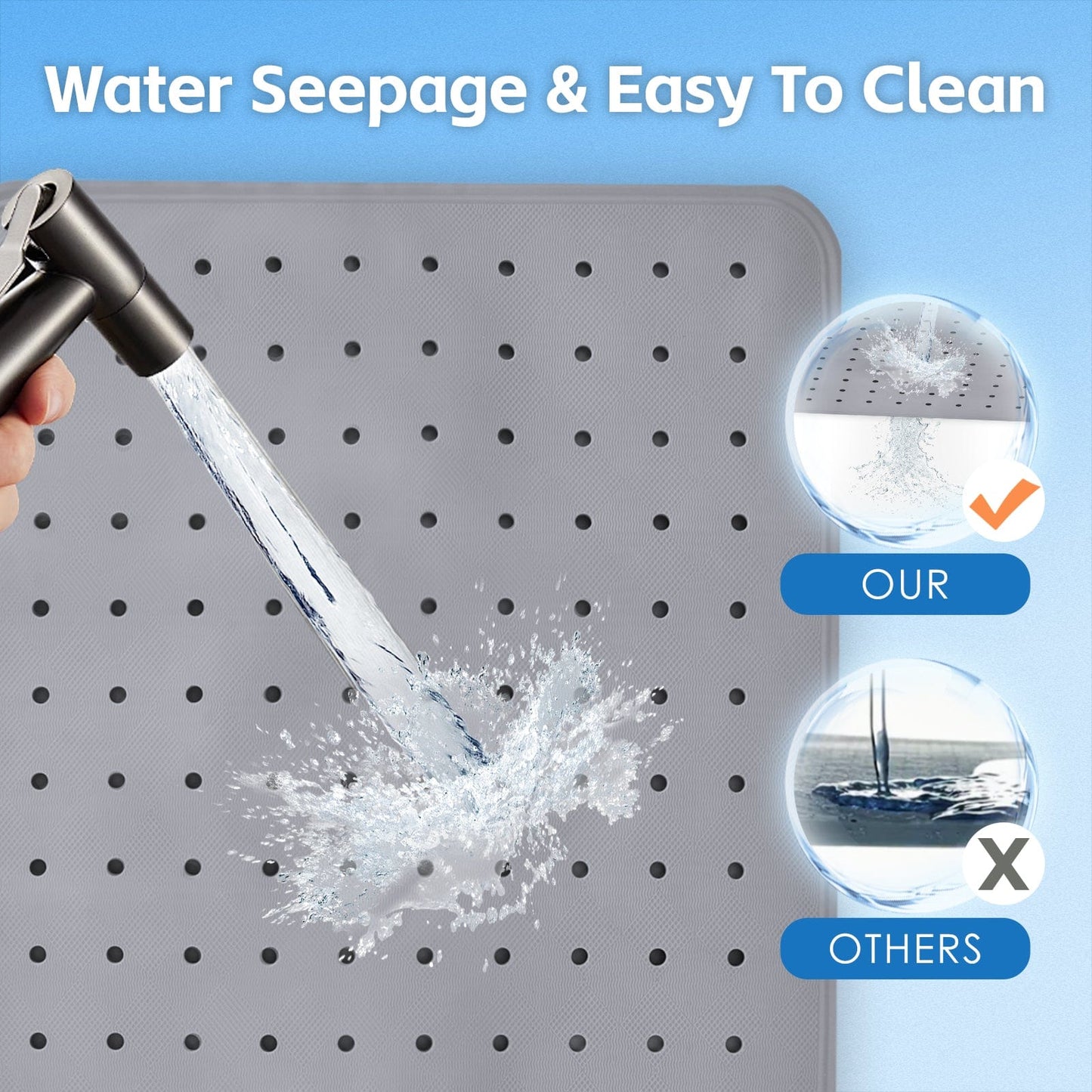 Living Today 2Pcs Anti-slip Grip Shower Mat 70x40 cm