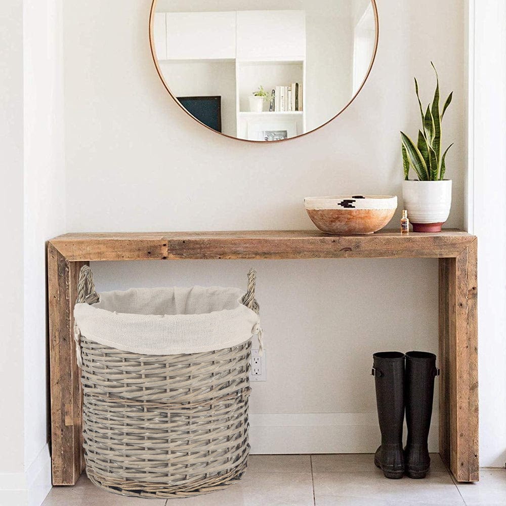 LIVINGTODAY 4 Piece Wicker Storage Baskets With Liner Set