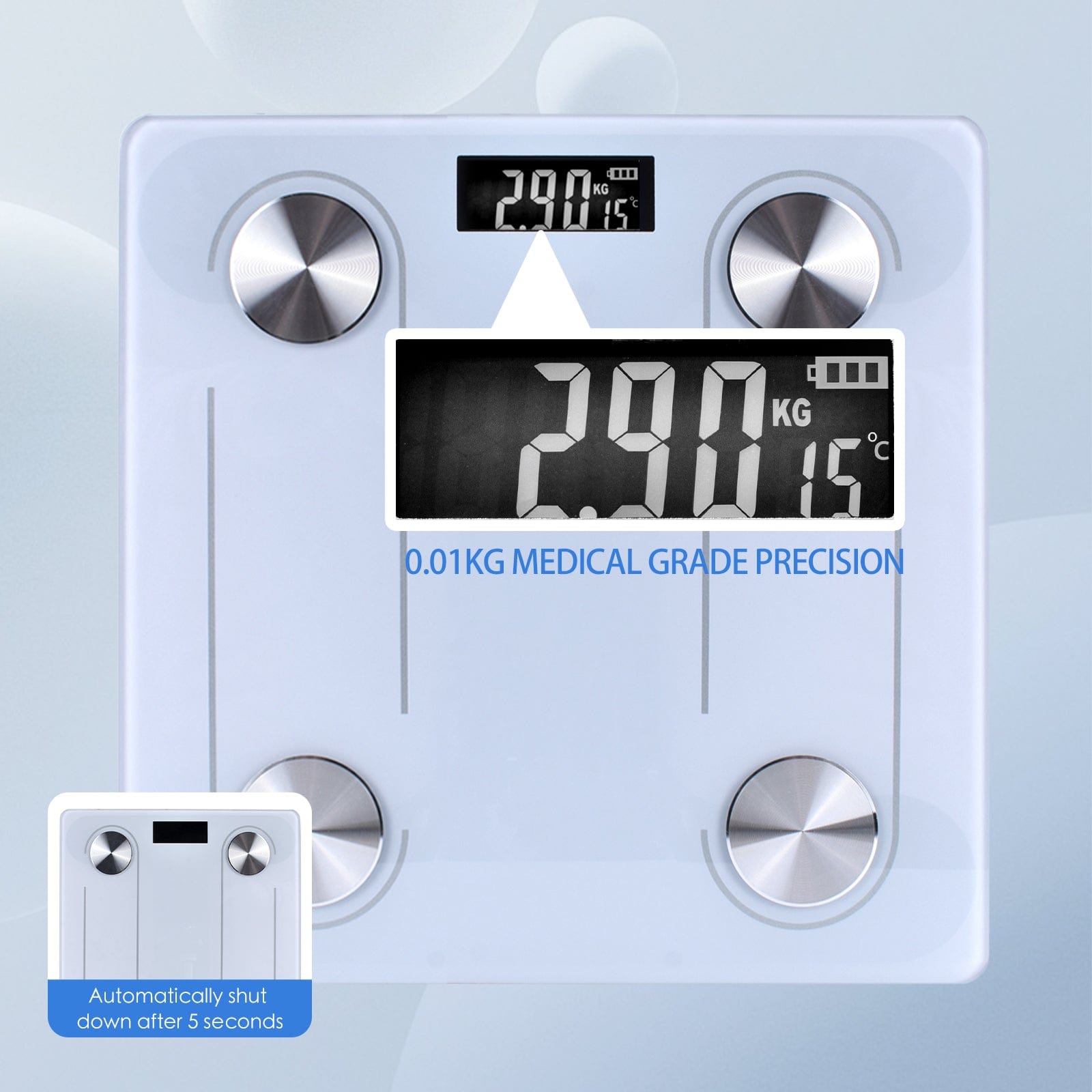 Clevinger weight scale Clevinger Bluetooth Smart Digital Glass Bathroom Scale Max Capacity 180KG