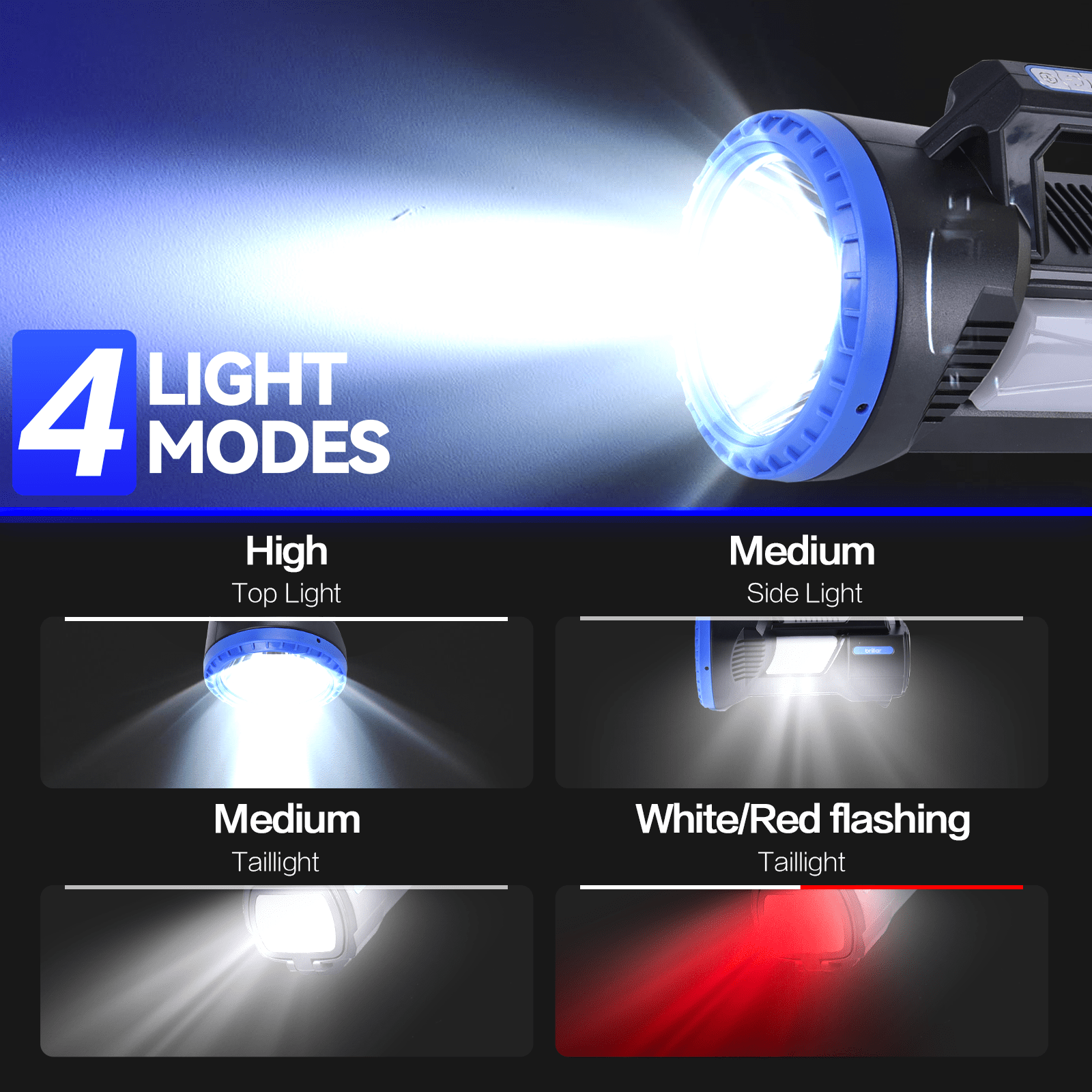 Brillar spotlight torch Brillar 300 Lumen USB Rechargeable Multifunction LED Searchlight