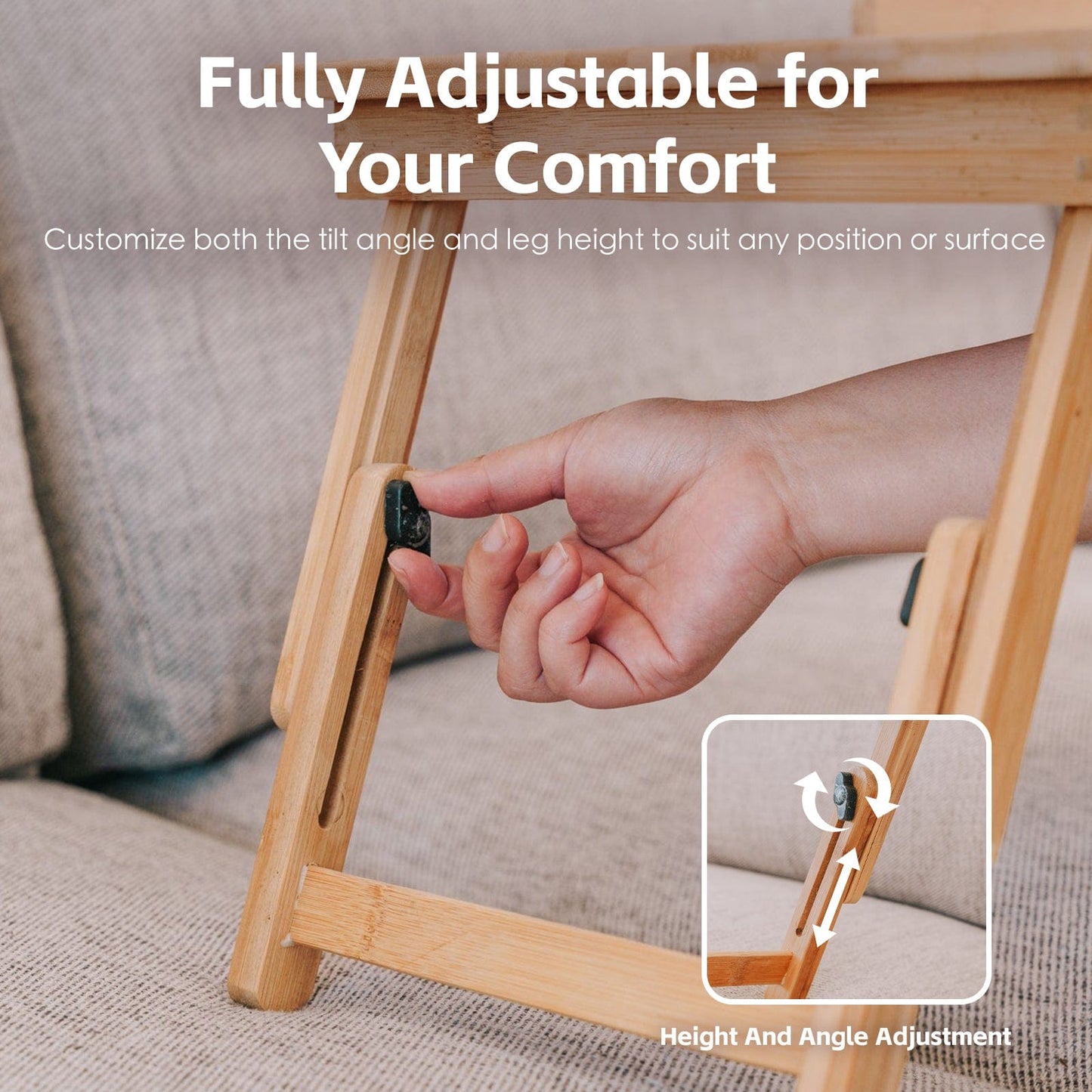 Living Today Homewares Foldable and Adjustable Bamboo Laptop Table, Bed Tray