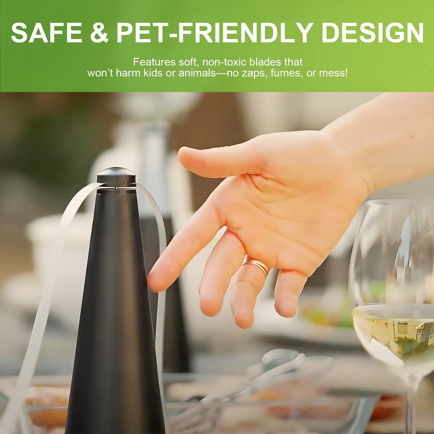 Living Today Household Insect Repellents Battery Operated Shoo-Fly Chemical Free Fly Repellent Fan Gold