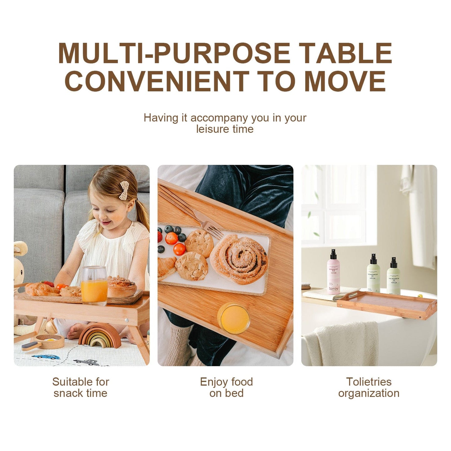 Living Today Homewares Foldable Bamboo Bed Tray / Breakfast Serving Table