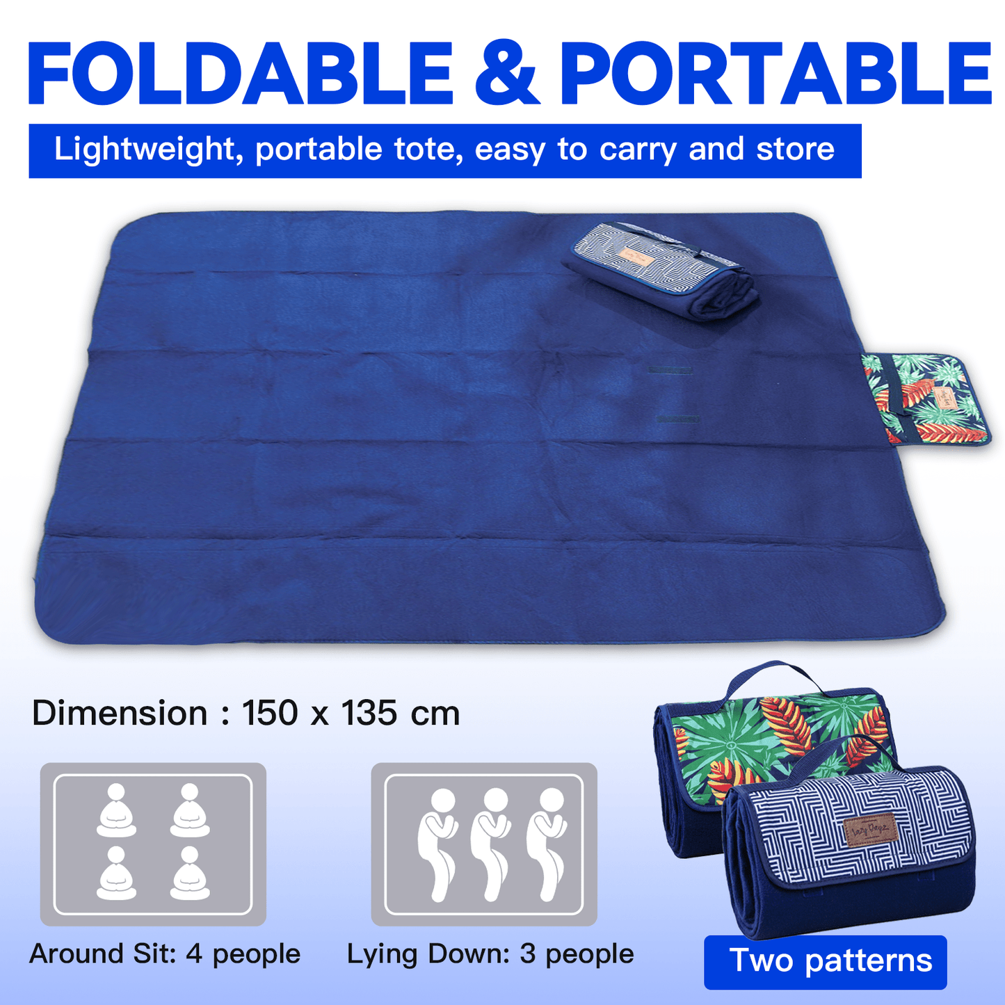 Lazy Dayz Beach and Summer Lazy Dayz Fleece Picnic Rug - Mossman