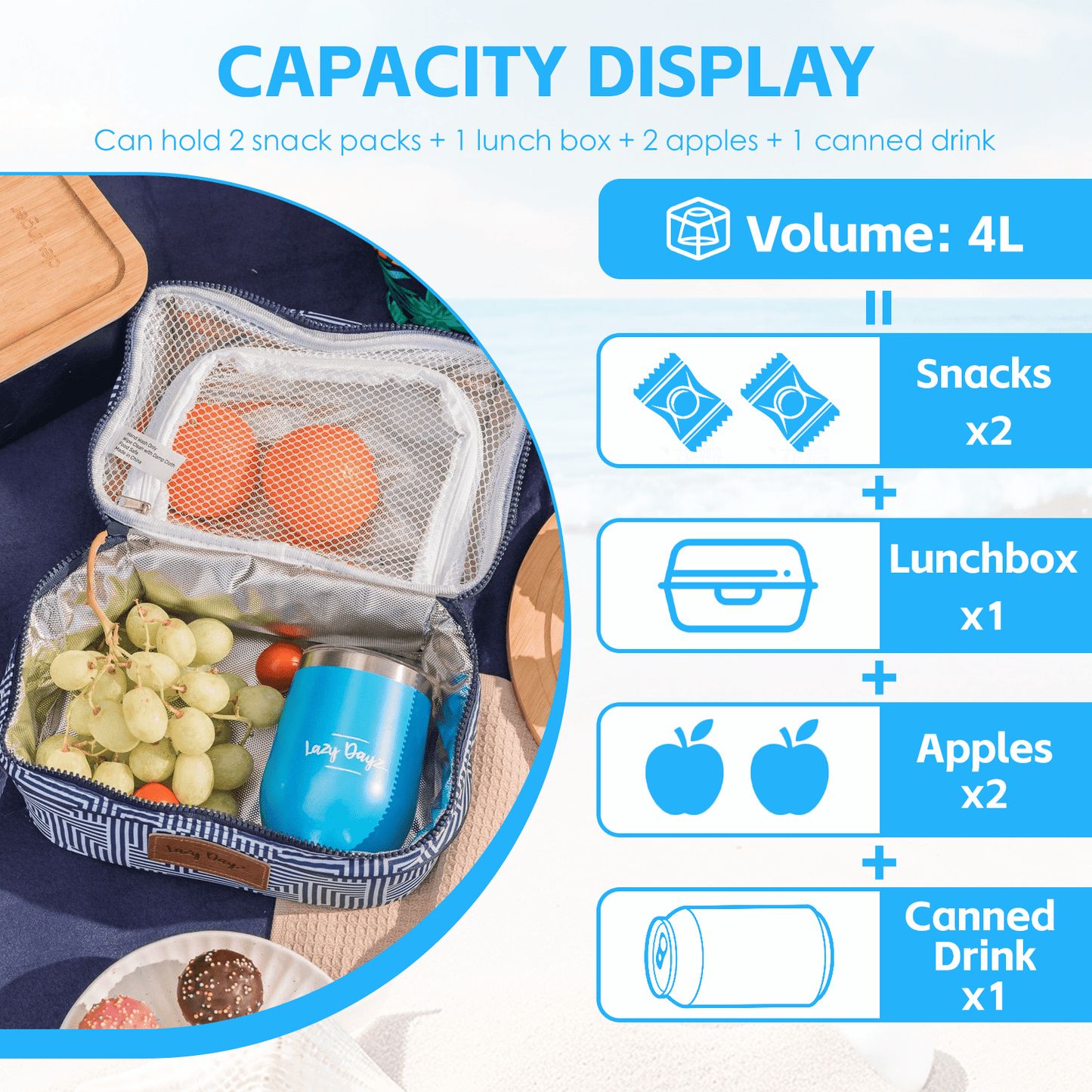 Lazy Dayz Picnic Lazy Dayz Insulated Deluxe Lunch Cooler - Makena