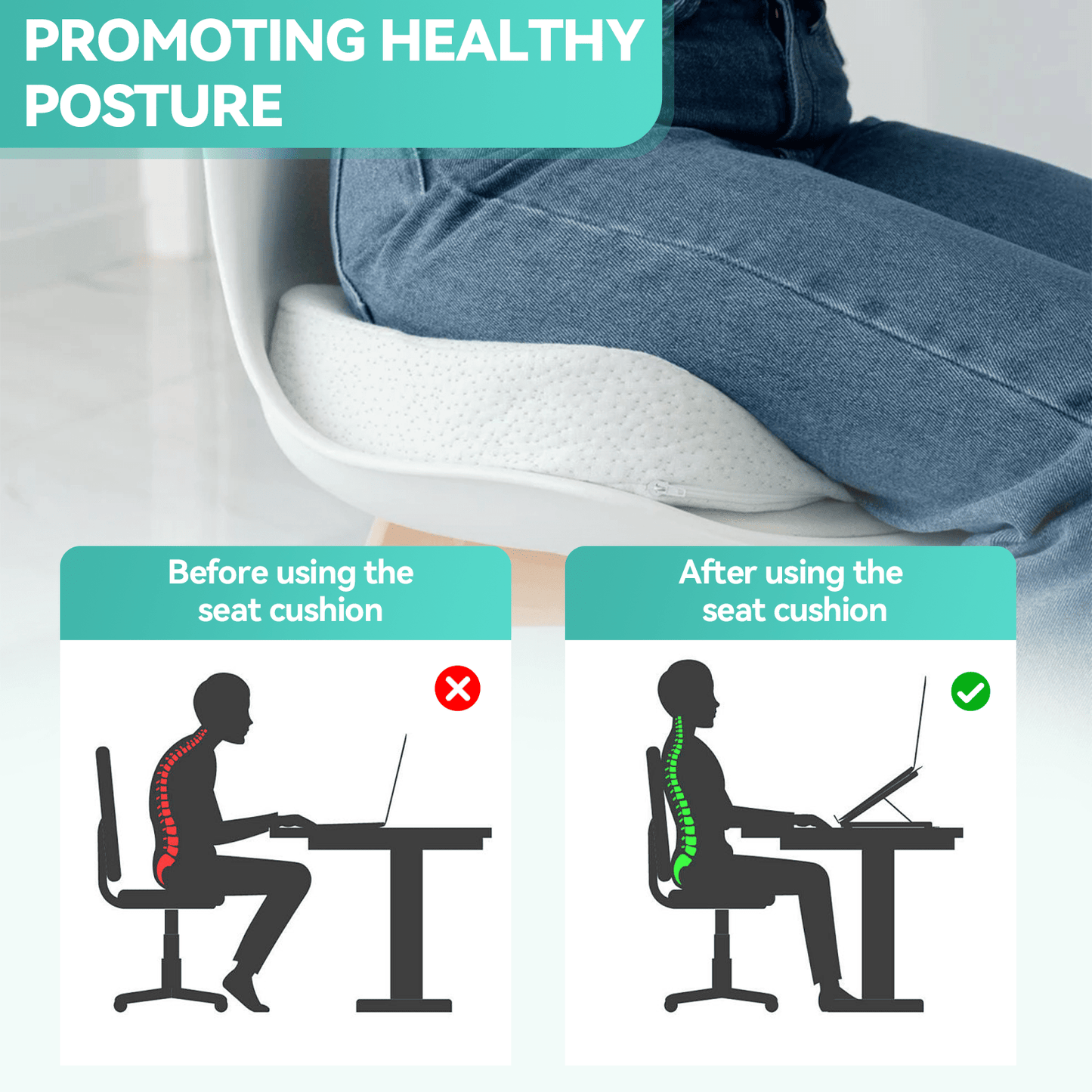 Living Today Homewares Memory Foam Lumbar Back Support Cushion Seat Set