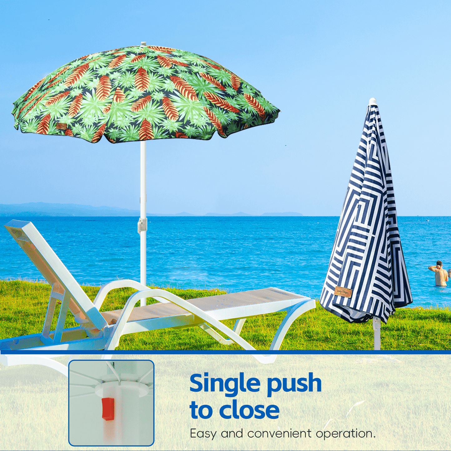 Lazy Dayz Beach Accessories Lazy Dayz 1.8m Tiltable Beach Umbrella with Carry Bag - Mossman
