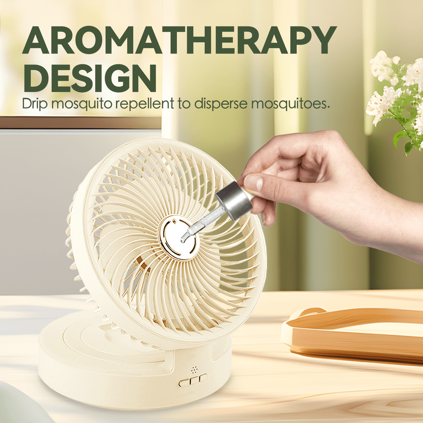 Living Today Fans USB Rechargeable Auto Oscillation Tilt Adjustable Cordless Fan with Remote Control and Night Light Wall Mountable