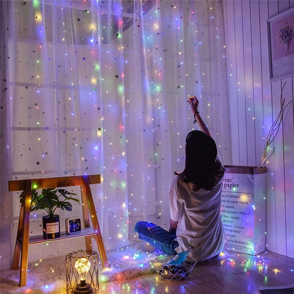 Living Today Inflatable Party Decorations 400 Low Voltage LED Curtain Lights 8 Functions 1.9x2M Christmas Decoration Multicolor