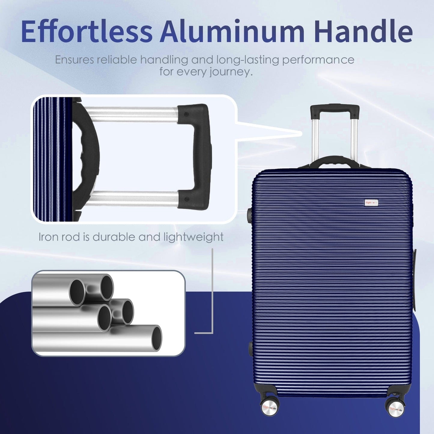 Flightmode 3 pcs 20"/24"/28" Digital Weighing Scale and USB Charging Port Lightweight Luggage Suitcase Blue