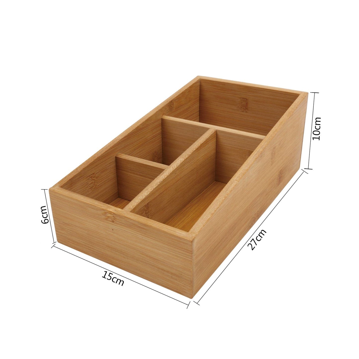 LIVINGTODAY Storage Hooks & Racks Bamboo Storage Box with 4 Slots