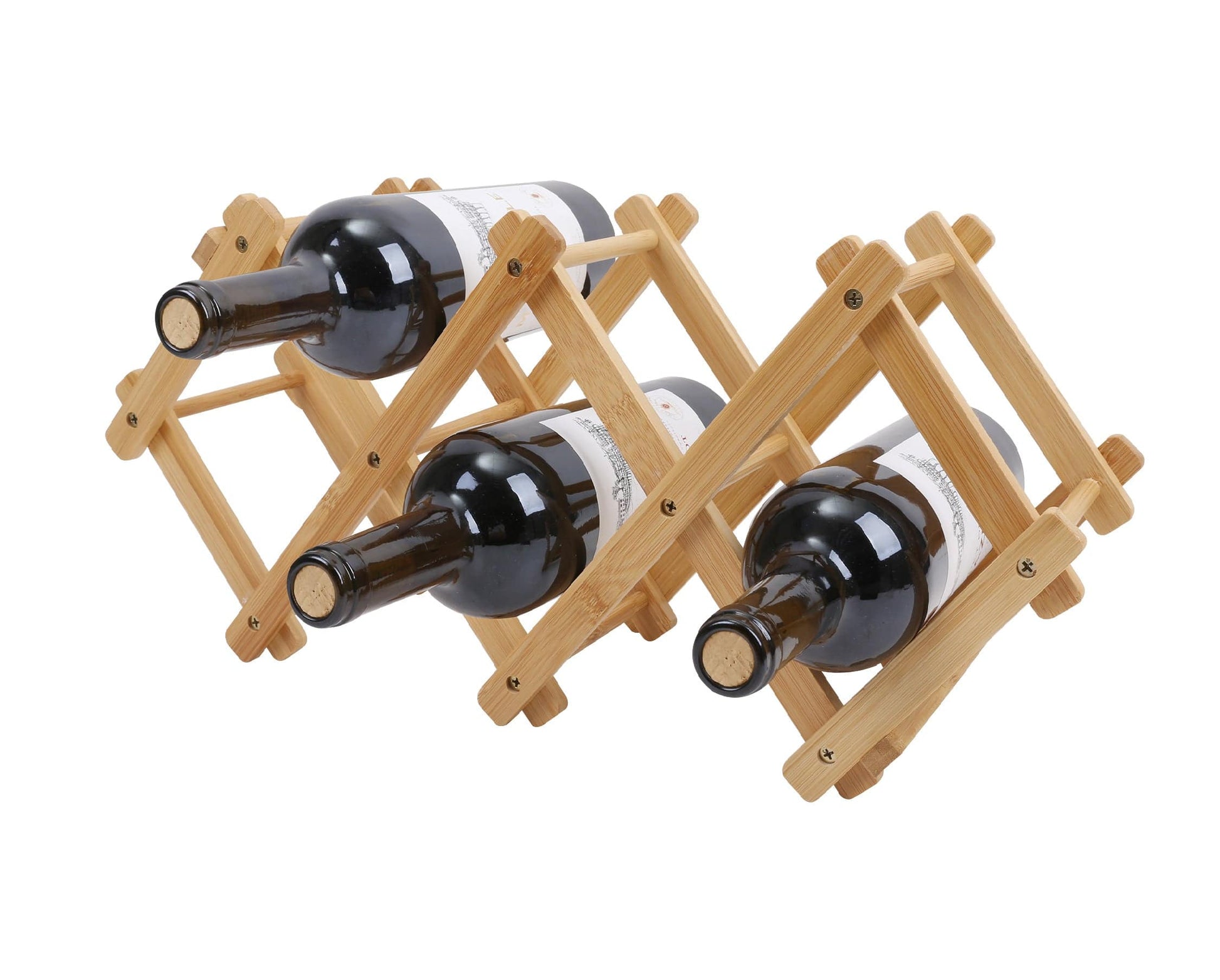 Living Today Homewares Bamboo Foldable Wine Bottle Holder