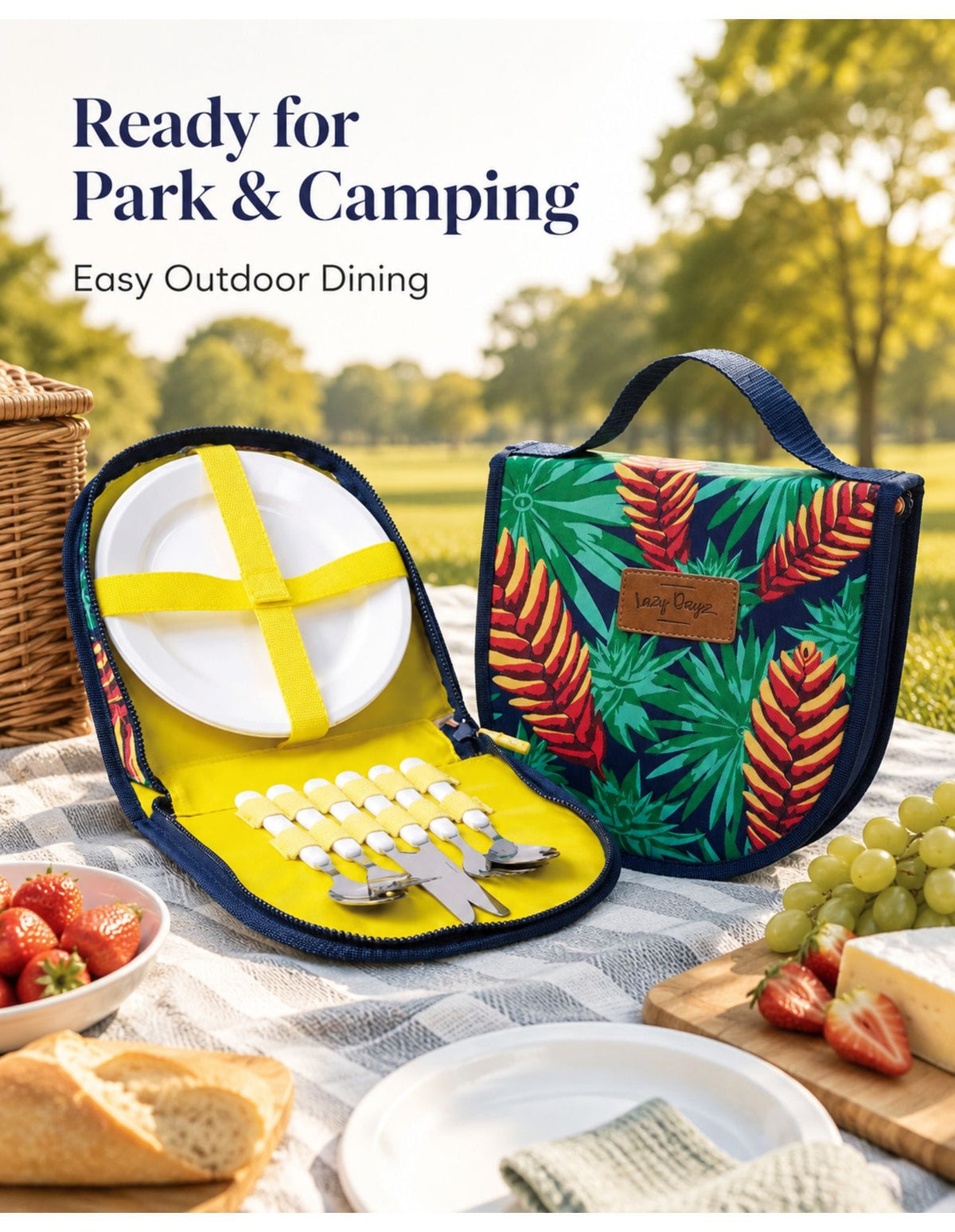 Lazy Dayz Beach and Summer Lazy Dayz Picnic Cutlery Wallet Set - Mossman