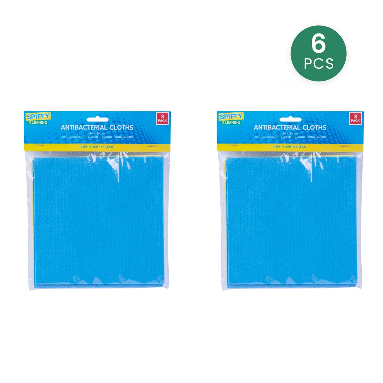 Spiffy cleaning sponge 6 pk  Spiffy 15cm Antibacterial Cellulose Cloths