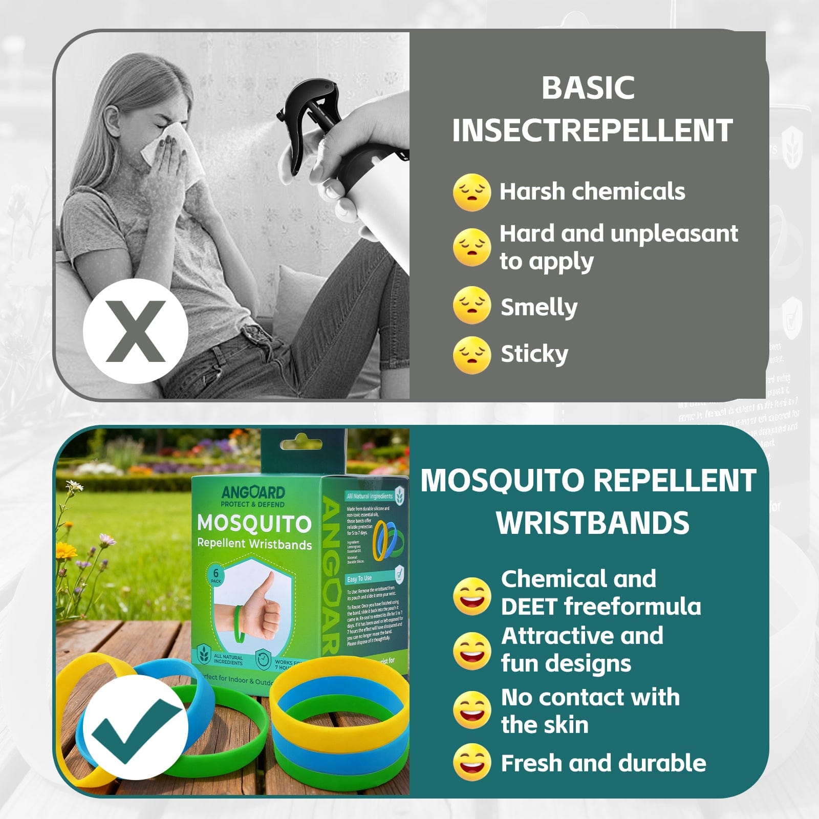 Angoard 6 Pcs Mosquito Repellent Wristbands