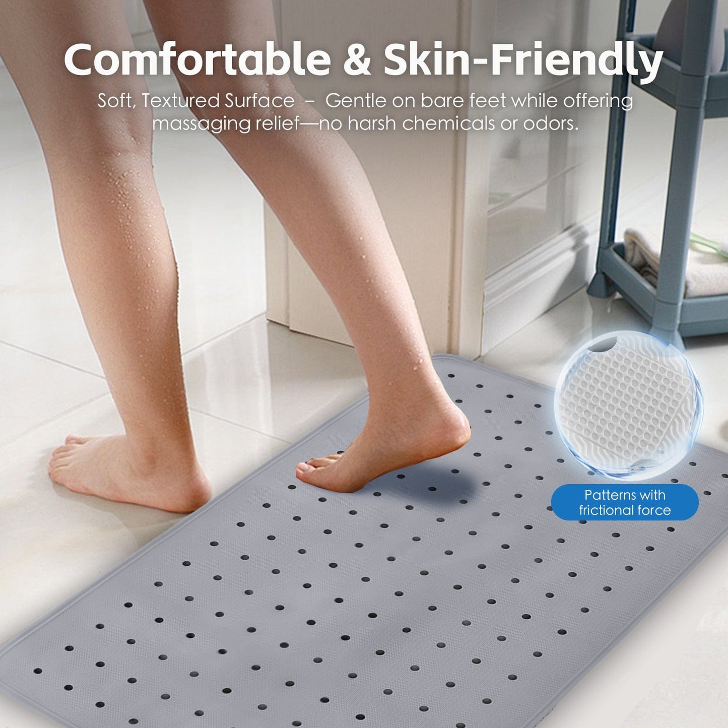 Living Today 2Pcs Anti-slip Grip Shower Mat 70x40 cm