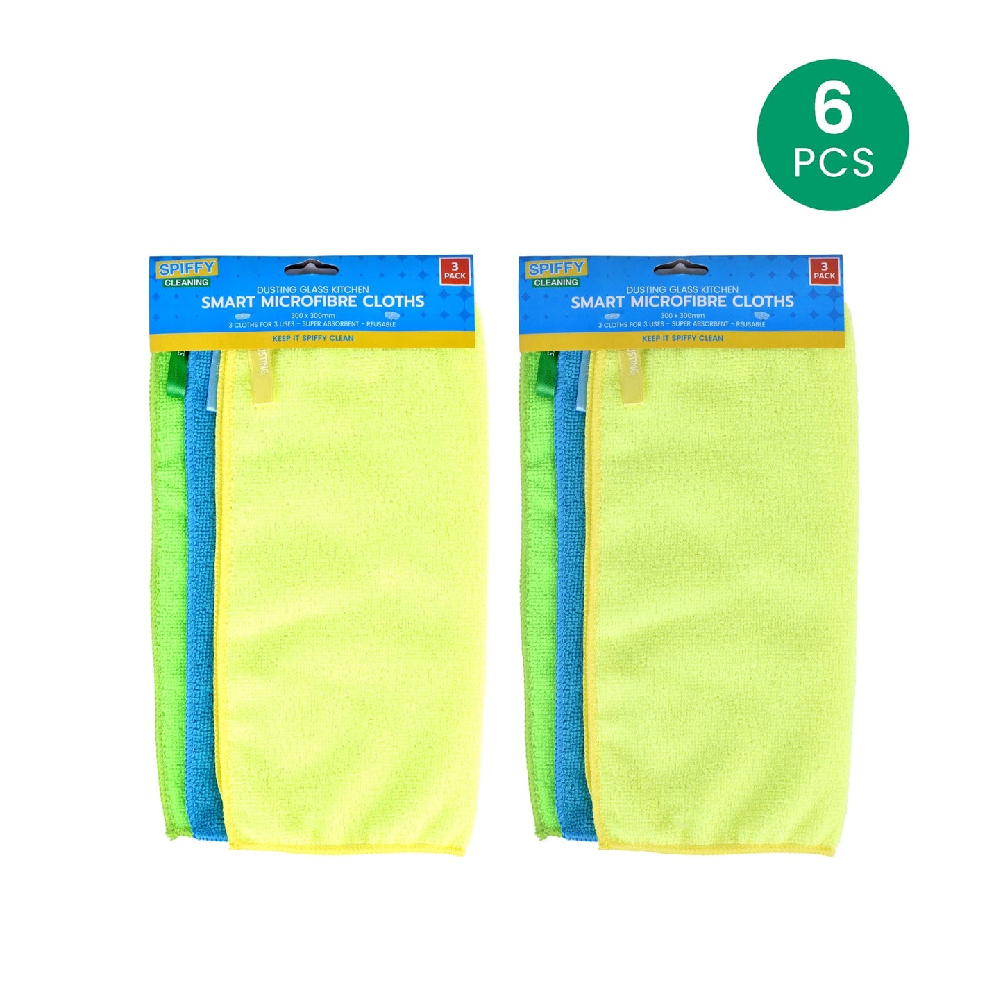 Spiffy Homewares 6 pk Spiffy 30cm Labelled Microfibre Cloths