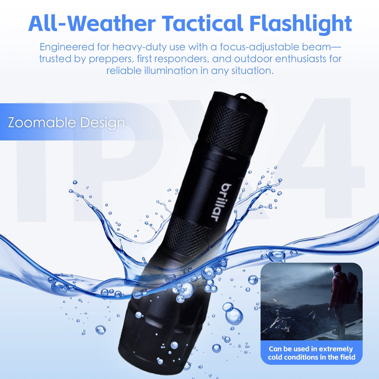 Brillar Flashlights Aluminium 5-Mode Tactical LED Flashlight