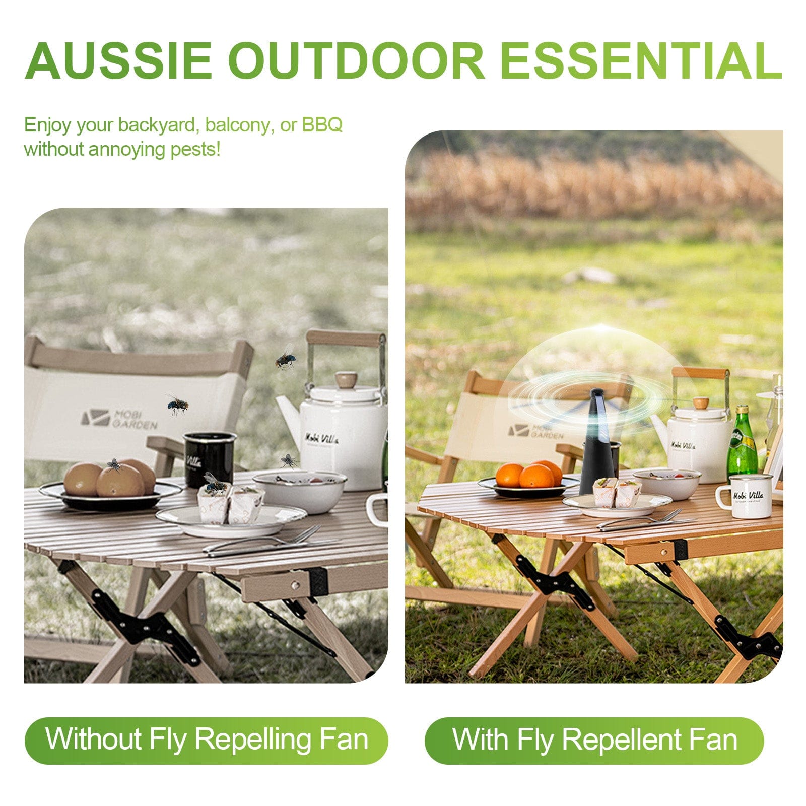 Living Today Household Insect Repellents Battery Operated Shoo-Fly Chemical Free Fly Repellent Fan Gold