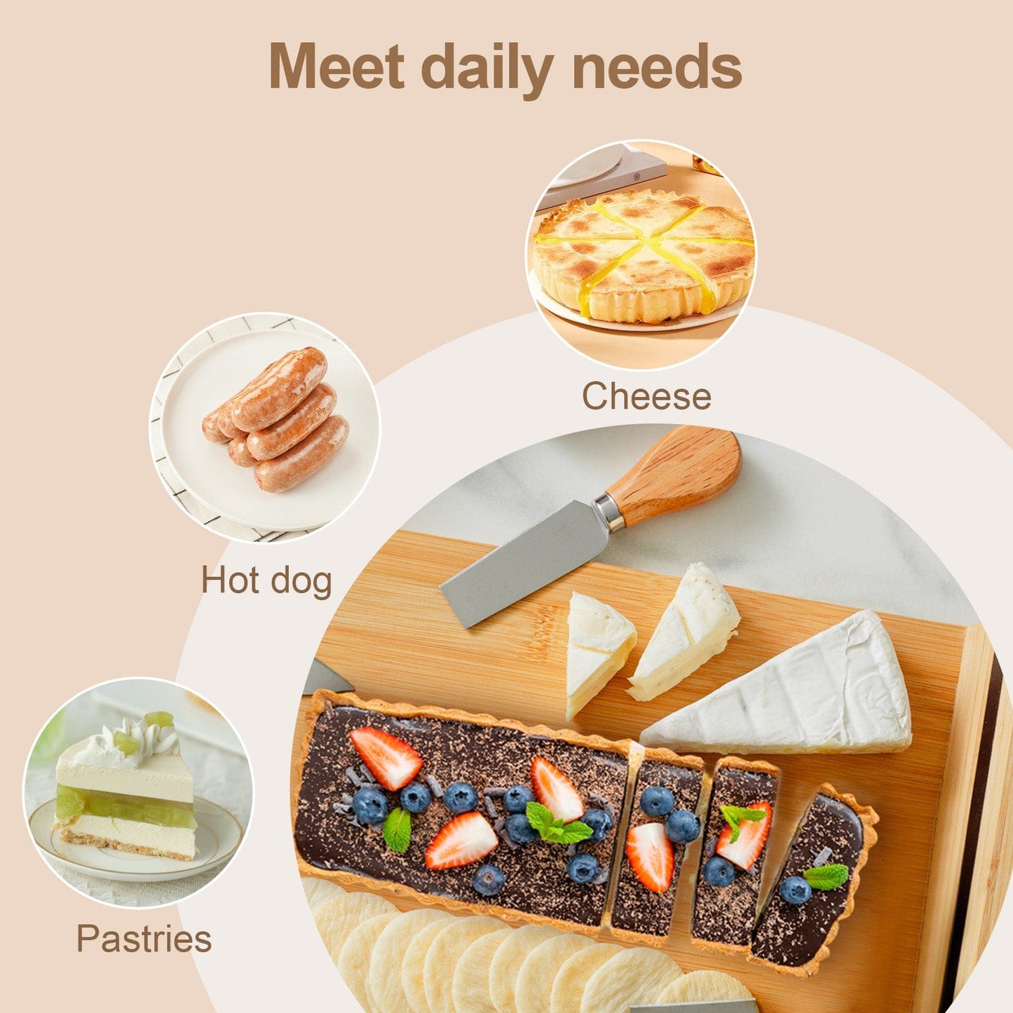Living Today Bamboo Bamboo Cheese Board and Knife Set